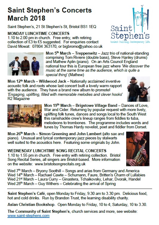 2018 March Concerts poster